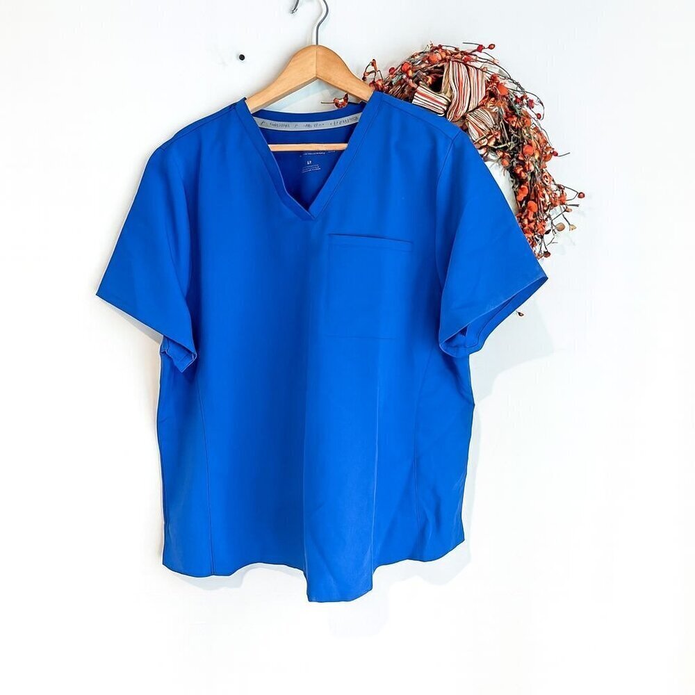 Fabletics Womens Plus Scrubs Top 1-Pocket V-Neck Size 2X Royal Blue NWOT